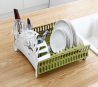 Органайзер для посуды Compact Dish Rack Складная настольная сушилка для посуды из пластика 0201 Топ !