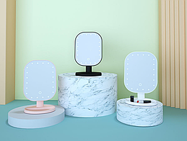 Дзеркало з підсвіткою LED для макіяжу Cosmetie Mirror Обертове сенсорне на 180 градусів дзеркало на батарейку