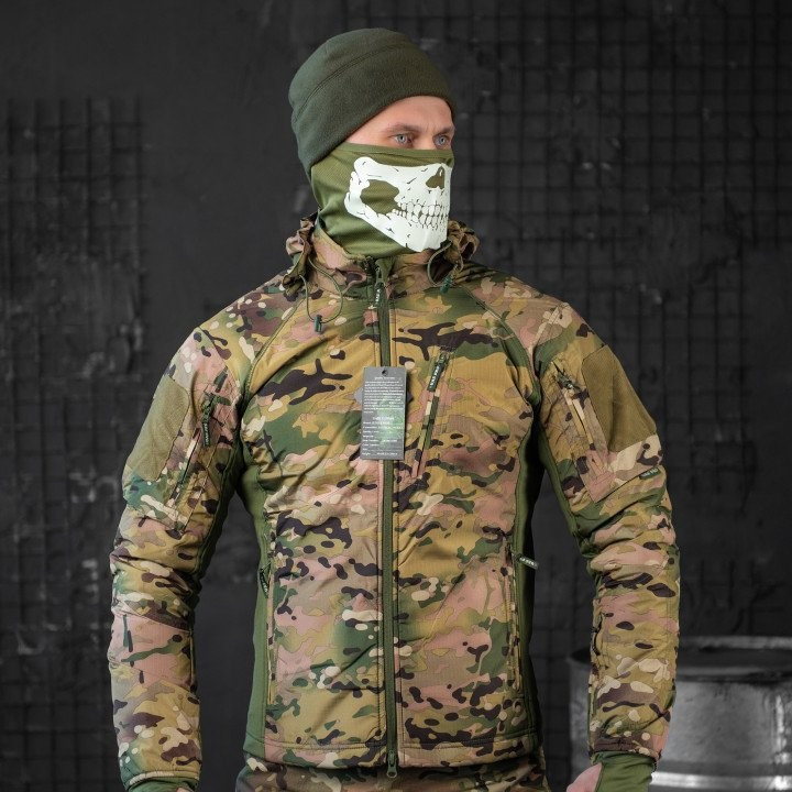 Армейская куртка Carrier на флисе и с утепленными рукавами, тактическая куртка мультикам для ВСУ XL - фото 1 - id-p2088509865