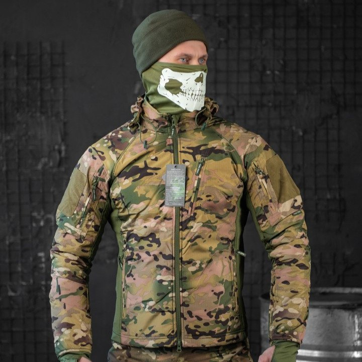 Армейская куртка Carrier на флисе и с утепленными рукавами, тактическая куртка мультикам для ВСУ XL - фото 2 - id-p2088509865