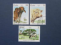 3 марки Куба 1984 фауна коровы быки гаш