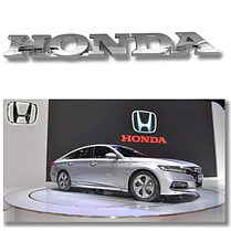 Емблема металевий напис HONDA (Хонда) багажник (наліпка) - Хром 145х18 мм, фото 6