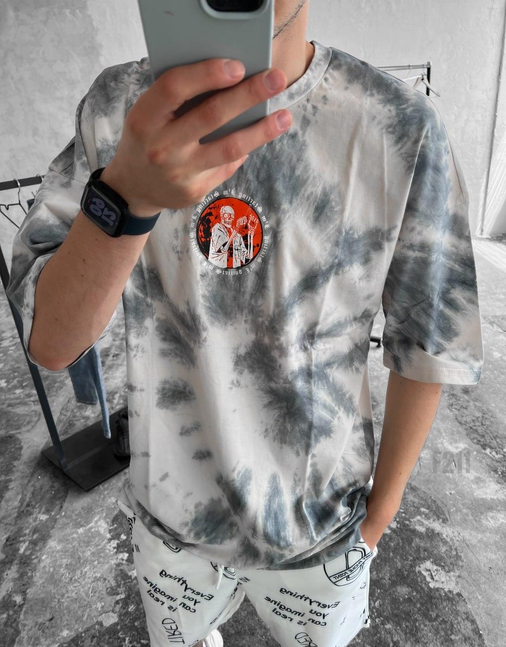 Футболка чоловіча сіра повсякденна оверсайз Oversize, фото 1