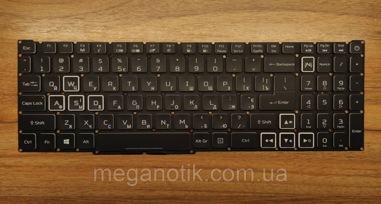 Клавіатура для Acer Nitro 5 AN515-54 RGB підсвітка, вузький шлейф, ОРИГІНАЛ, фото 1