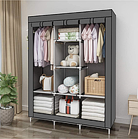 Каркасный тканевой шкаф для одежды HCX Storage Wardrobe 88130 на 3 секции Серый 0201 Топ !