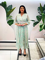 Плаття довге шифонове нижче коліна, міді Жіноча шифонова сукня елегантна нарядна великих розмірів,Туречина