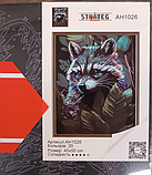 Картини за номерами тварини 40х50 Розпис за номерами на чорному полотні Єнот серед лісу Живопис по номерам Strateg AH1026, фото 2