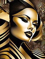 Алмазна Мозаїка Голограмні Стрази SHLab Портрет Золотом SHS-18598 30x40 см (Повна Викладка)