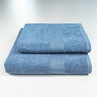 Комплект махровых полотенец с бордюром 2шт GM Textile 50х90см, 70х140см 400г/м2 (Синий)