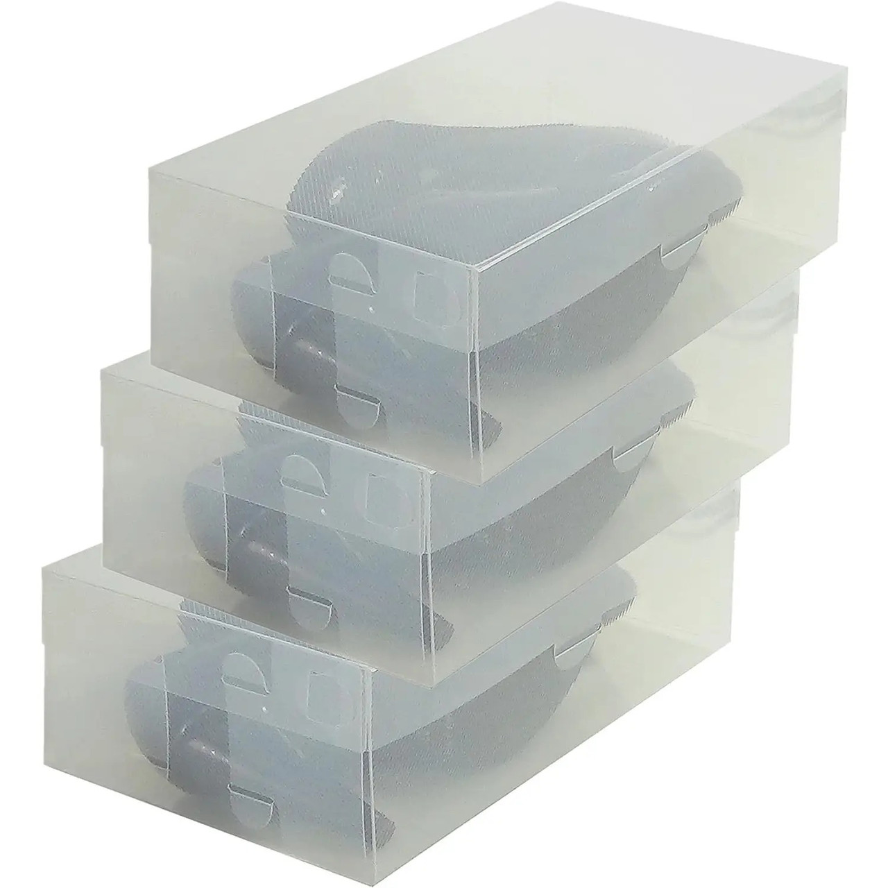 Набір прозорих коробів органайзерів для взуття 3 шт, пластикова взуттєва коробка для зберігання в шафі