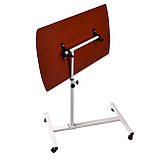 Приліжковий столик для ноутбука на колесиках, пересувний стіл з регулюванням висоти та куту нахилу, фото 4