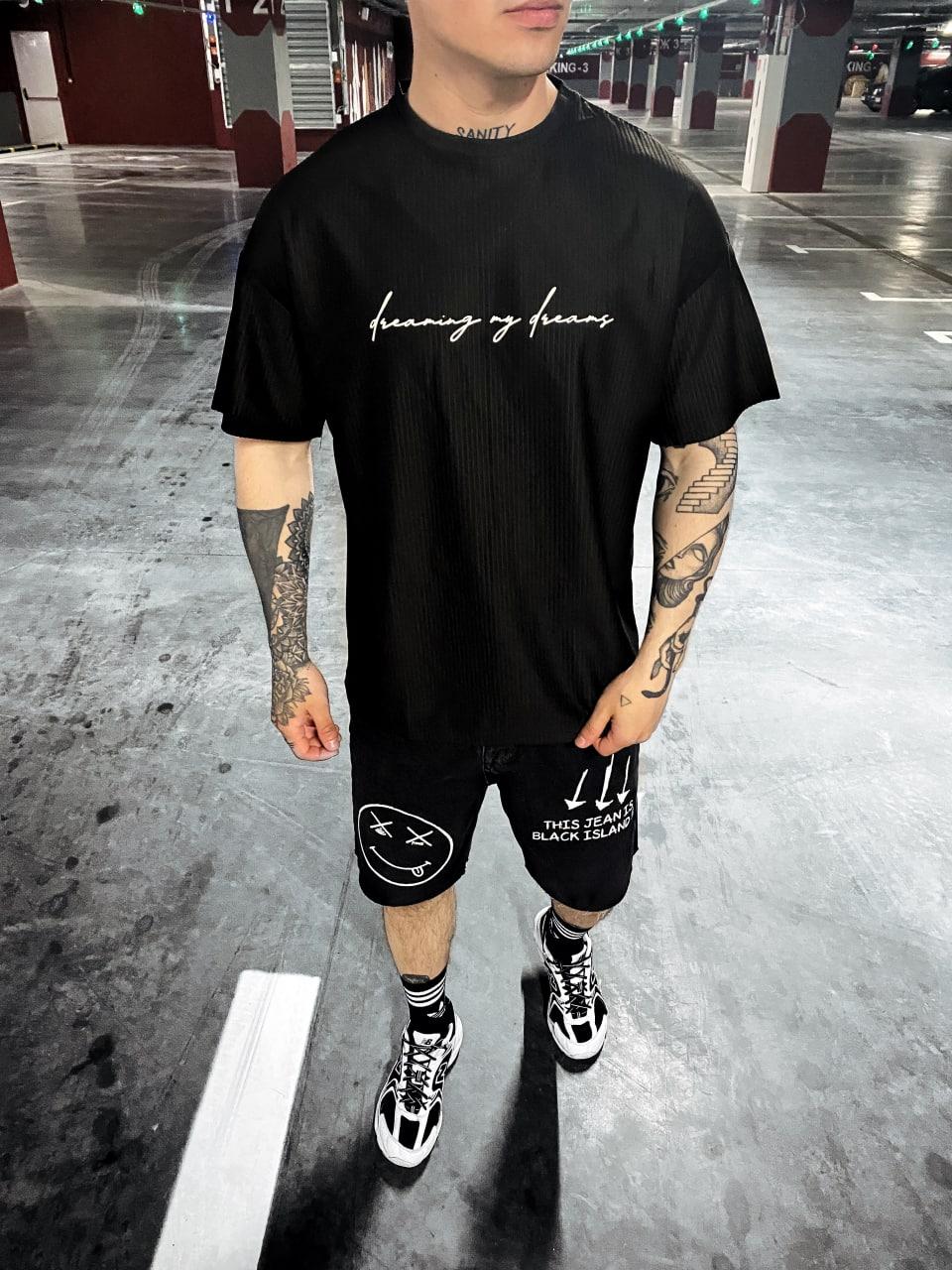 Футболка чоловіча чорна повсякденна оверсайз Dreaming my Dream, фото 1