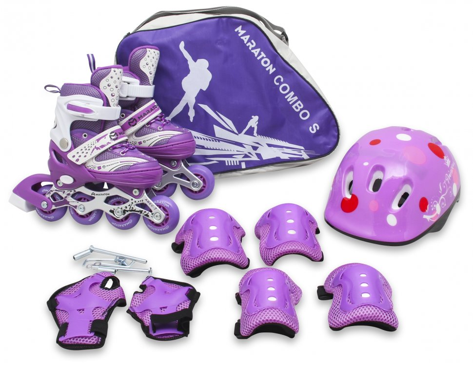 Комплект дитячі роликові ковзани та захист Maraton Combo MS-0028 28-33 фіолетовий