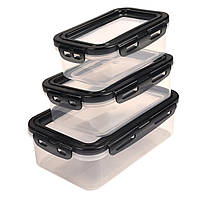 Пищевые контейнеры с эластичной силиконовой крышкой, набор герметичных лотков для хранения и заморозки 3 шт