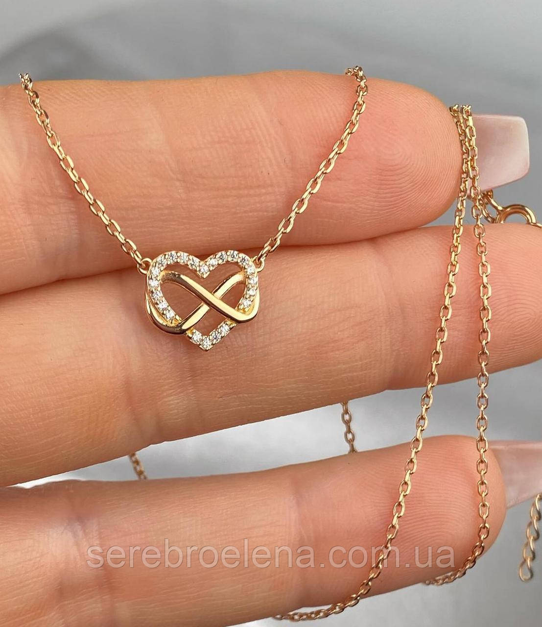 Срібний ланцюжок кольє з кулоном позолота, фото 1