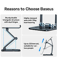 Металева підставка для телефона з регулюванням висоти Baseus Desktop Biaxial Foldable Metal Stand (сірий), фото 7