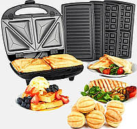 Домашний электрогриль бутербродница 4в1, Электрическая сэндвичница для треугольных бутербродов, SLK