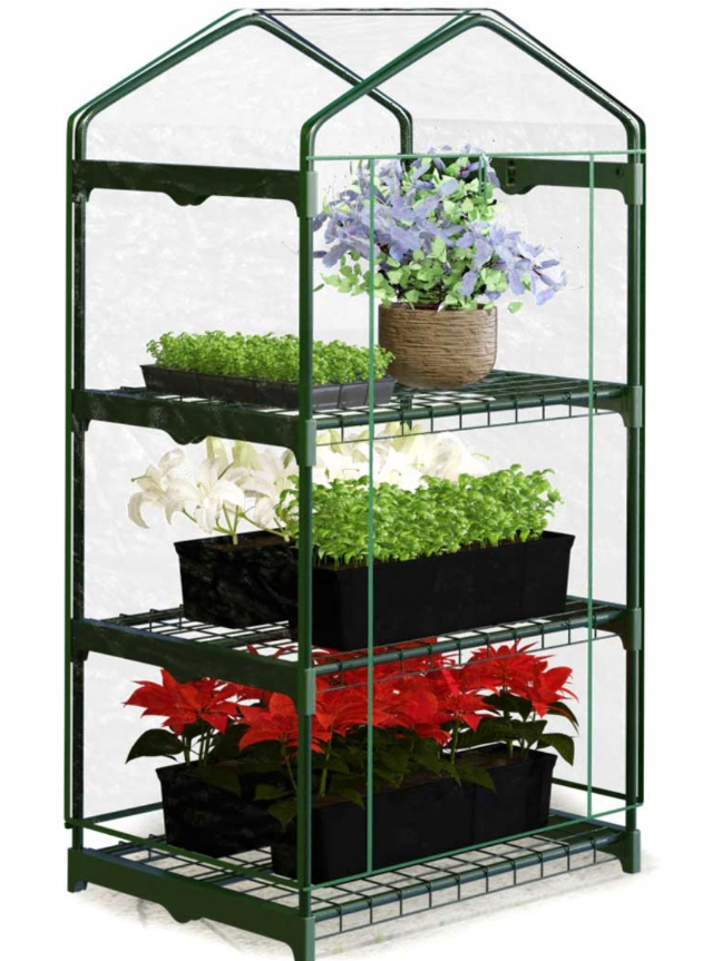 Мінітеплиця, парник із полицями Plonos Зелена 125 х 69 х 49 см (4921)