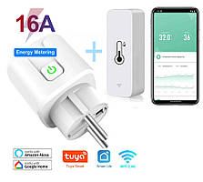 16А Wi-fi розетка з датчиком температури та вологості Tuya Smart Life