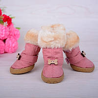 Зимові черевики для собак малих порід Ruispet рожеві №4, 4,8x3,9см
