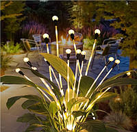 Вуличний Світильник на Сонячній Батареї для Саду Вуличний Декоративний Ліхтарик Світлячок на 10 лампочок світло Теплий Білий