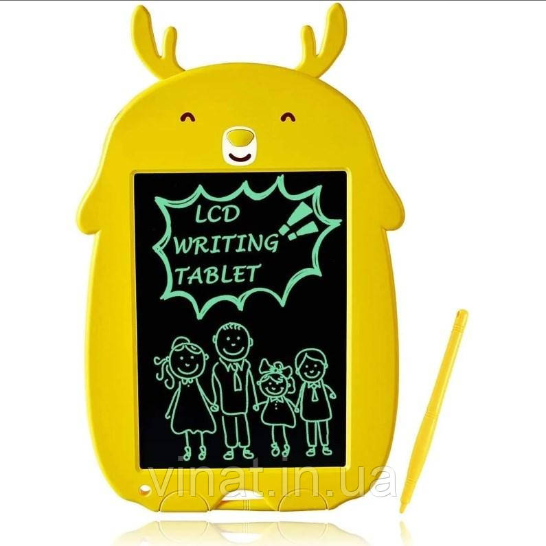 Дитячий графічний планшет для малювання Animals Writing Tablet LCD зі стилусом Жовтий, фото 1