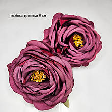 Головка троянди "Англійська з тичинками" бордо 9 см