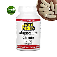 Natural Factors, Magnesium Citrate, цитрат магнію, 150 мг, 90 капсул