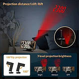 Дзеркальний настільний LED годинник з проекцією часу на стелю VST-3618 від USB, Електронний годинник, фото 3