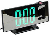 Дзеркальний настільний LED годинник з проекцією часу на стелю VST-3618 від USB, Електронний годинник, фото 6