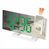 Дзеркальний настільний LED годинник з проекцією часу на стелю VST-3618 від USB, Електронний годинник, фото 7