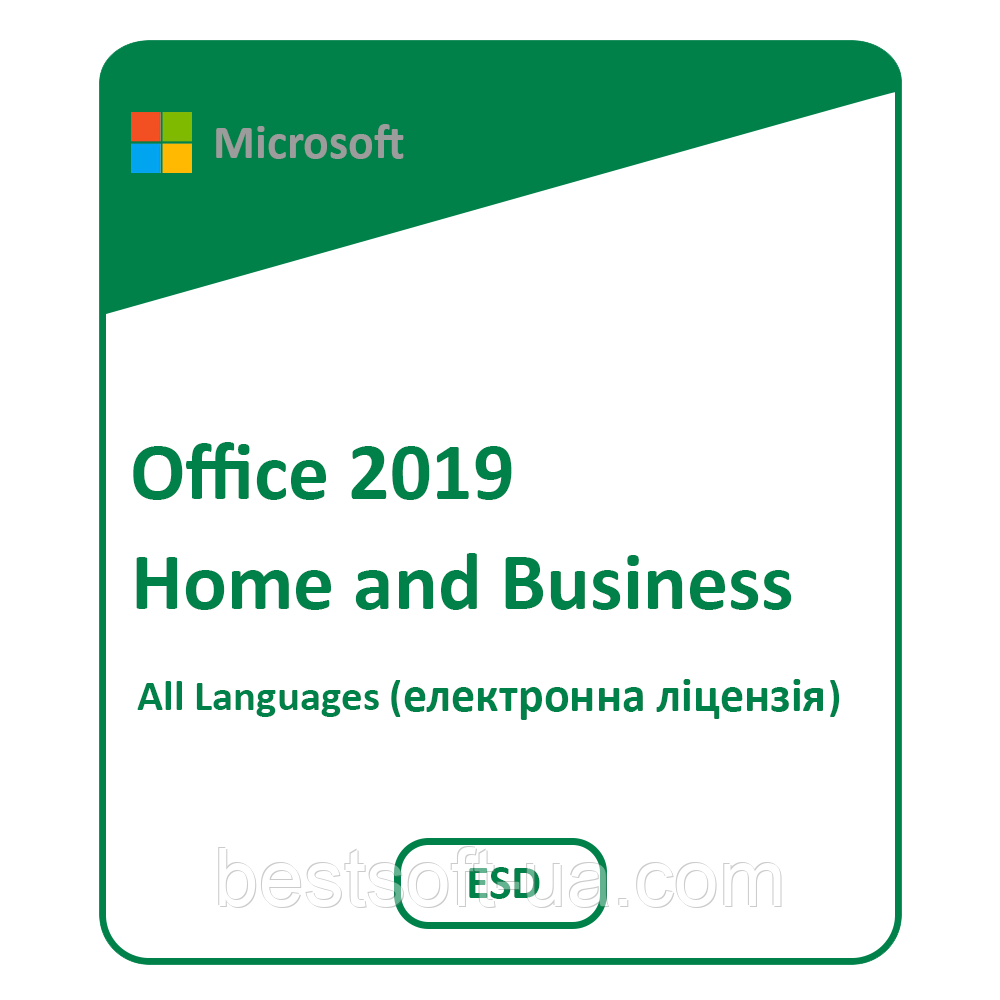 Microsoft Office Для дому та бізнесу 2019 для 1 ПК (з Windows 10) (ESD – електронна ліцензія) (T5D-03189) – Офіційна ліцензія