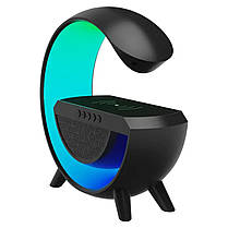 Настільна смарт лампа-нічник RGB 10W з бездротовою зарядкою і Bluetooth колонкою, Нічник з підсвічуванням 3в1, фото 5