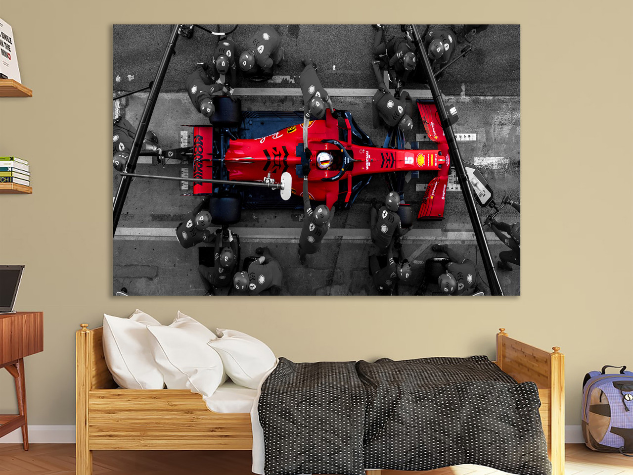 Велика картина на полотні для декору кімнати Pit Stop & Formula1, фото 1