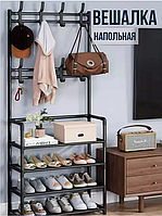 Вешалка для одежды в прихожую с полками для обуви New simple floor clothes rack | Мебель для хранения одежды