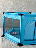 Манеж дитячий + КУЛЬКИ Sewen БЛАКИТНИЙ Сухий басейн Дитячі манежі, фото 6