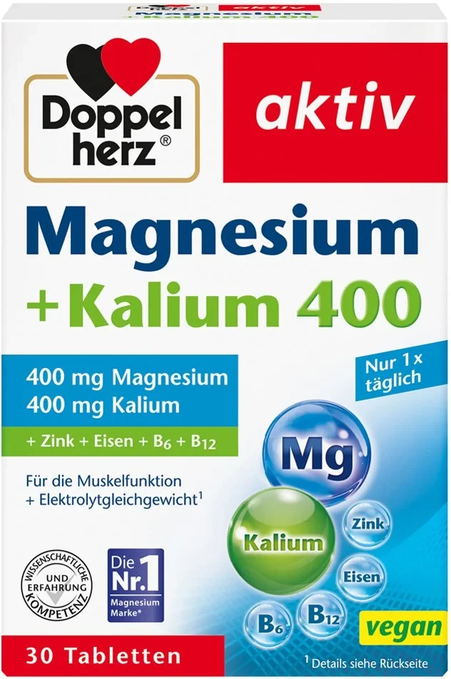 Комплекс Доппельгерц Магній + Калій Doppelherz Magnesium + Kalium для зміцнення серцево-судинної системи, фото 1