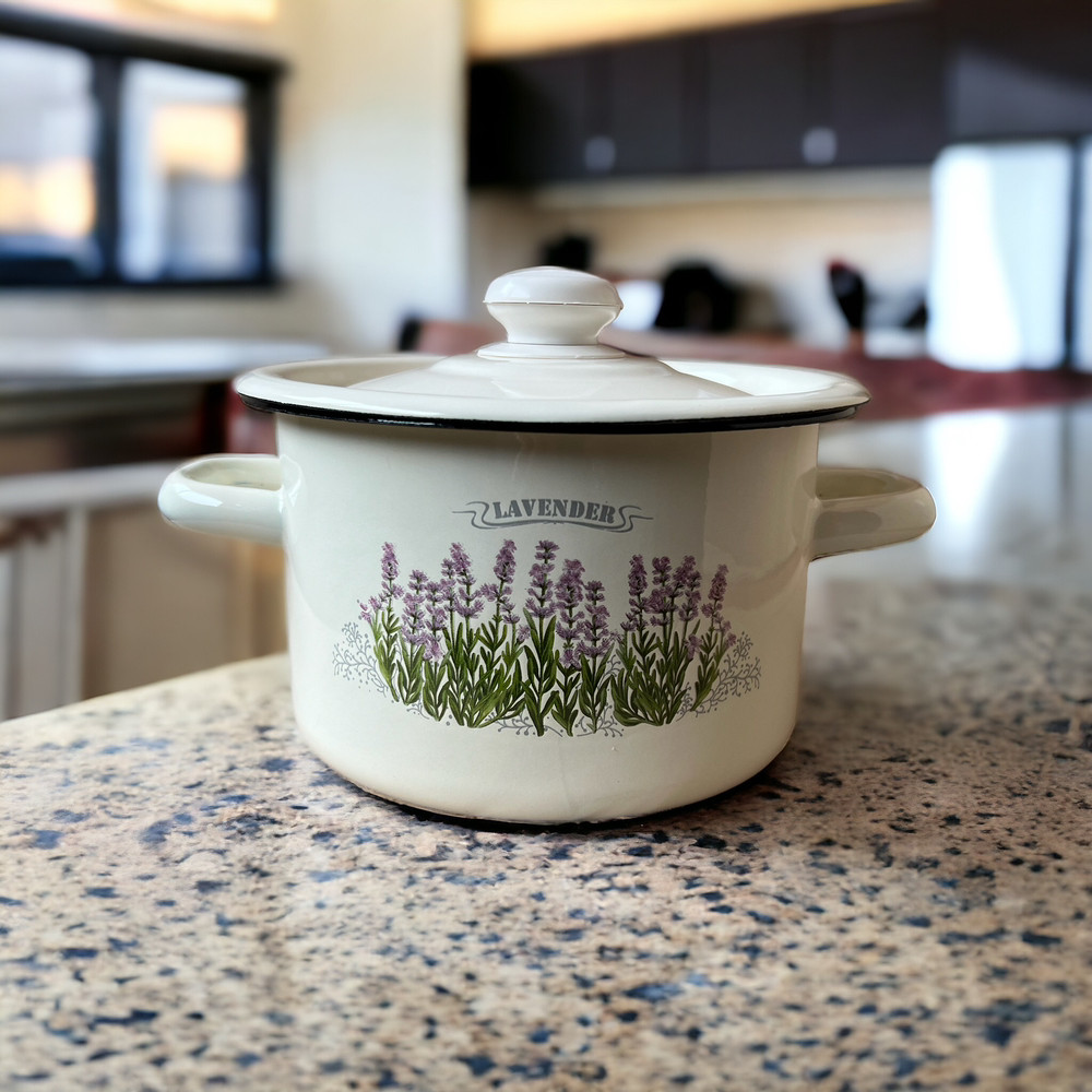 Каструля емальована 2л Лаванда молочна 1610/2 Idilia