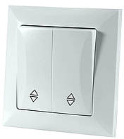 Вимикач двухклавішний прохідний вбуд. білий 10А LUCCI ТМ LUMANO