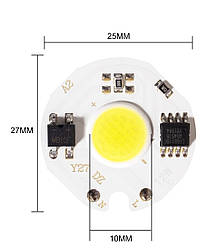 Світлодіод LED COB 7W 220V Холодний білий ЛЕД СОВ 7Вт 220В