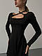 Жіноча чорна коротка сукня з розрізом, фото 2