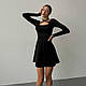 Жіноча чорна коротка сукня з розрізом, фото 3