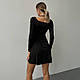Жіноча чорна коротка сукня з розрізом, фото 8