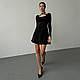 Жіноча чорна коротка сукня з розрізом, фото 7