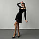 Жіноча чорна коротка сукня з розрізом, фото 6