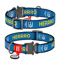 Нашийник для собак нейлоновий WAUDOG Nylon з QR-паспортом, малюнок "Парон", металева пряжка-фастекс, XL,