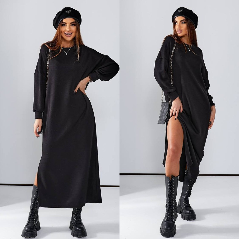 Ангорове довге плаття з розрізом на нозі Розміри: 42-46, 48-52, фото 1