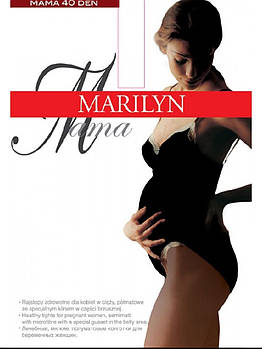 Колготки для вагітних Marilyn 40 ДЕН Колготи зі вставкою Нижня білизна для жінок 40 DEN Чорні-Бежеві
