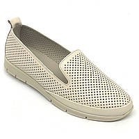 Жіночі шкіряні туфлі сліпони на низькому ходу бежевого кольору МІДА 230514(14) 36 розмір