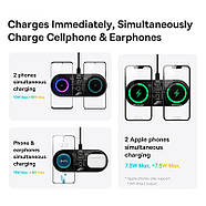 Швидка бездротова зарядка на 2 пристрої Baseus Digital LED Display 20W (чорний), фото 3